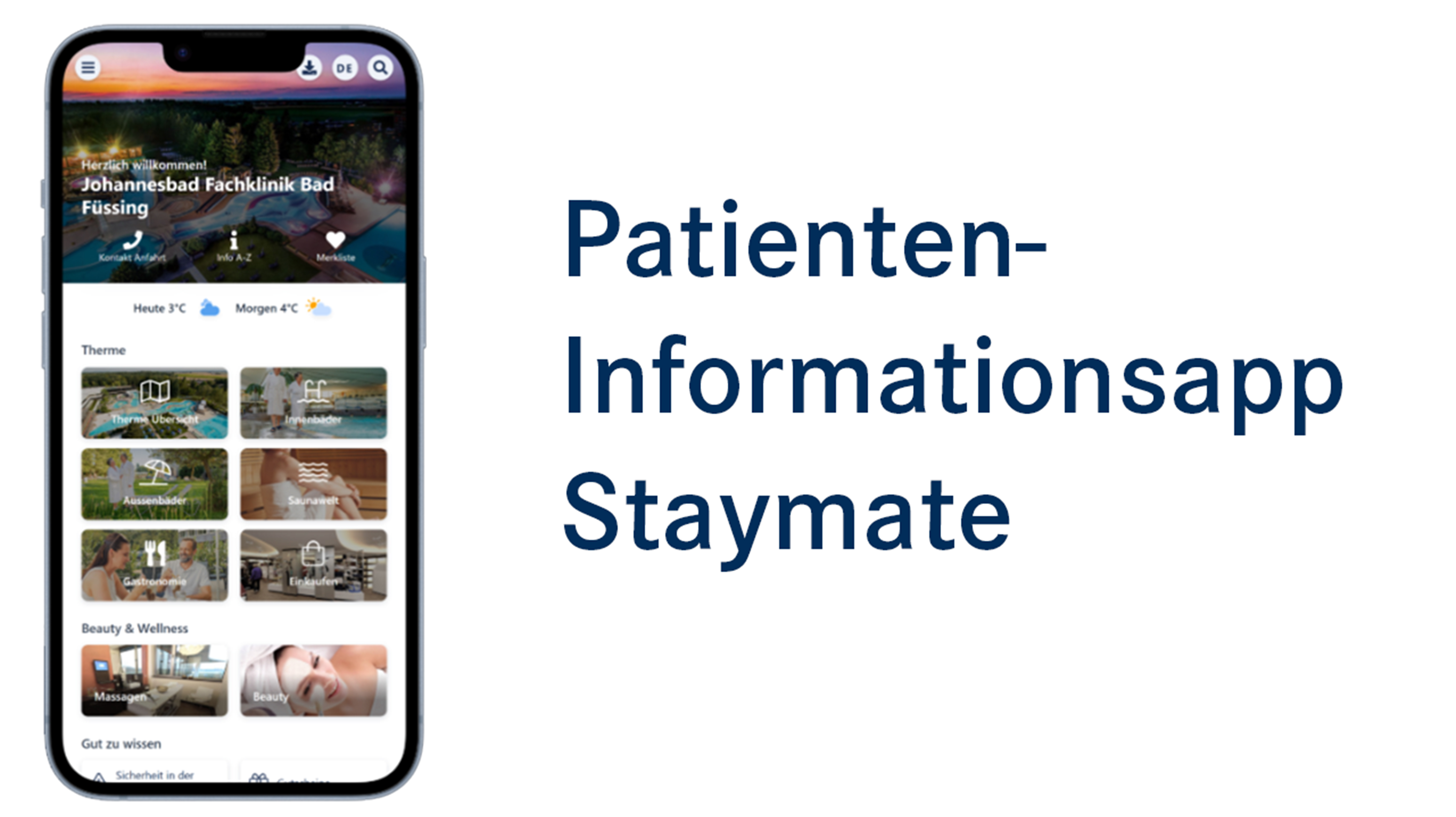 Hinweis auf die Patienteninformationsapp Staymate